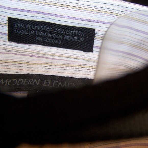 Modern Elements Men Stylish L-Sleeve Stripe Dress Shirt 16.5x32/33 Point Collar - Picture 2 of 6